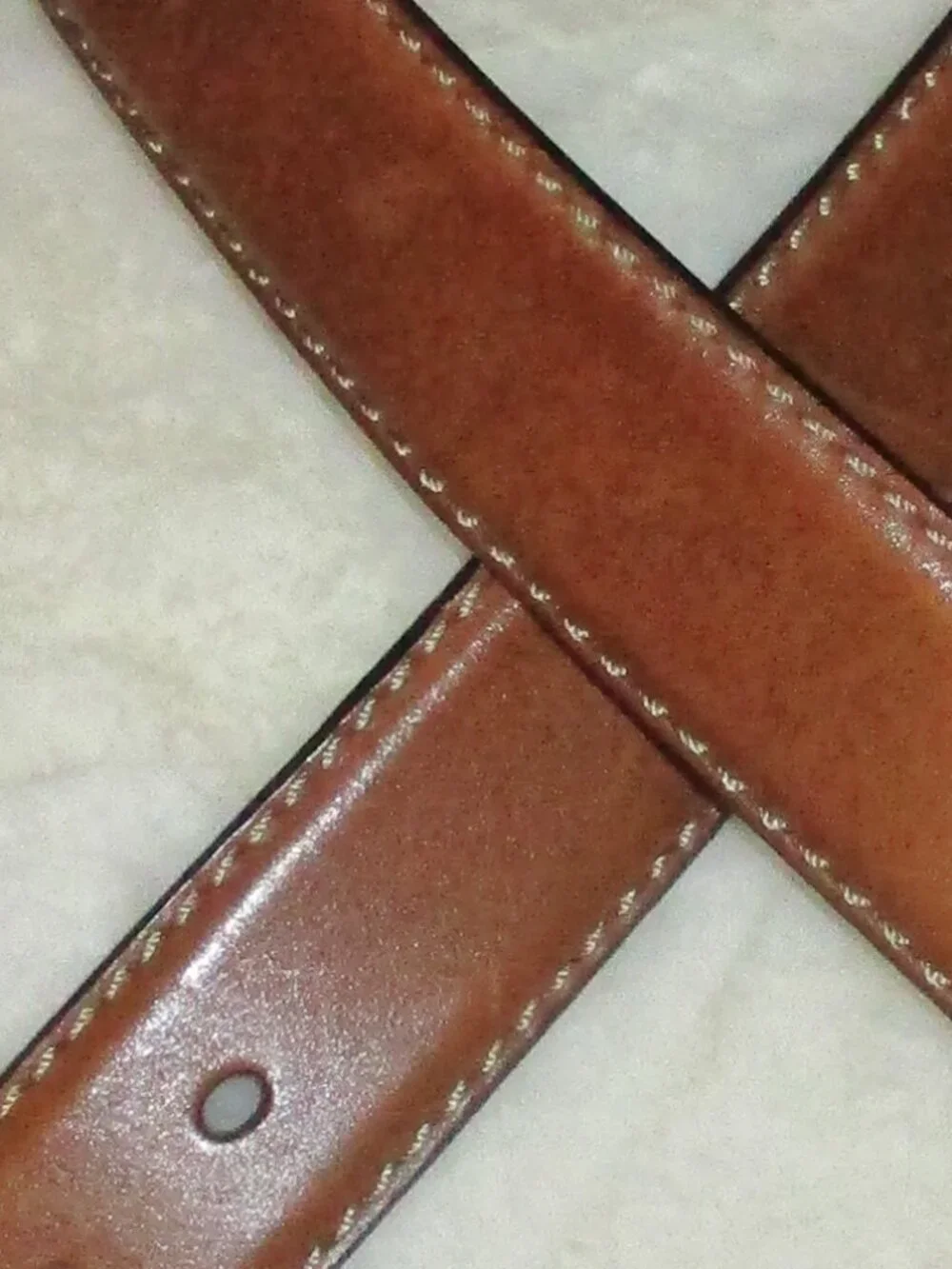 Fossil belt  Brown Leather top stitch 38